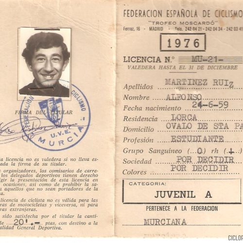 Licencia ciclista del año 1976