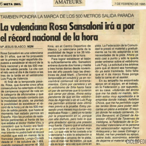Récord de la hora nacional femenino de Rosa Sansaloni – Valencia 1995