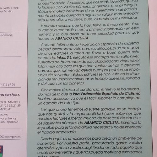 Revista ‘Abanico Ciclista’ – Año 1991