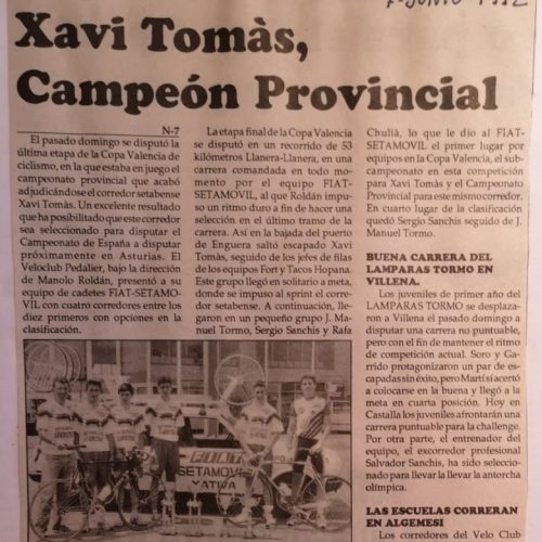 Xavi Tomás en el Campeonato provincial cadete en Llanera (Valencia) – 1992