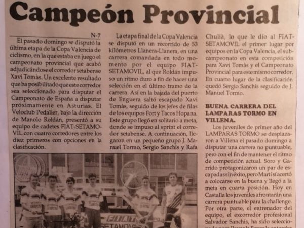 Xavi Tomás en el Campeonato provincial cadete en Llanera (Valencia) – 1992