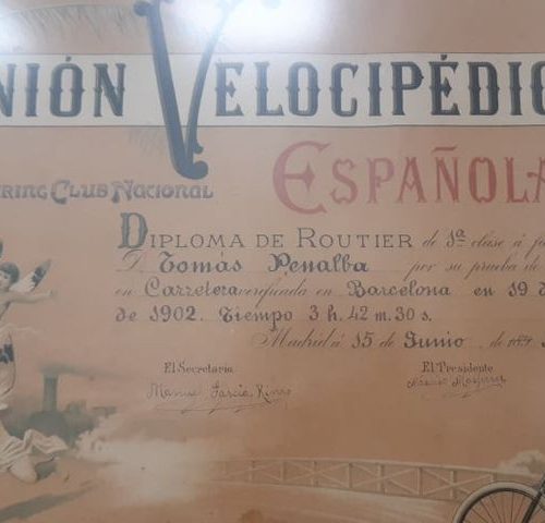 Diploma de Routier a Tomás Penalba en 1902 – Barcelona