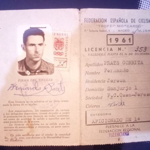 Licencia ciclista del año 1961