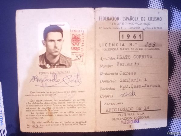Licencia ciclista del año 1961
