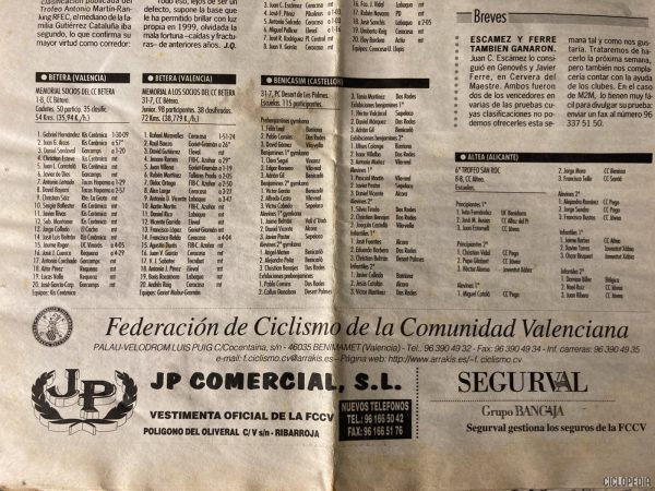 Memorial socios CC Bétera (Valencia), cadetes y junior – 1999